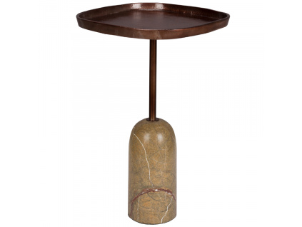 Měděný mramorový odkládací stolek DUTCHBONE RIMO 35 x 35 cm