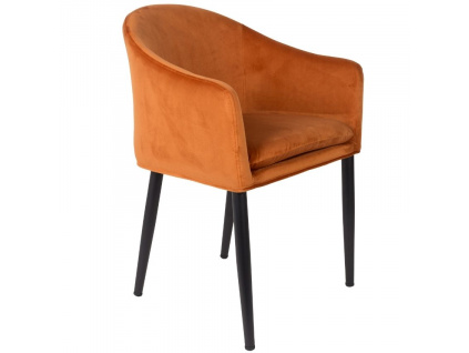 Oranžová sametová jídelní židle WLL CATELYN