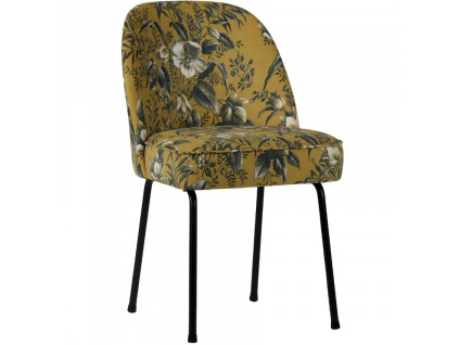 Žlutá sametová jídelní židle Tergi s květinovým vzorem848x848