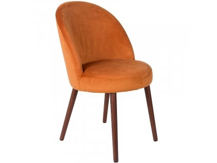 Oranžová sametová jídelní židle DUTCHBONE Barbara