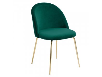 Tmavě zelená sametová jídelní židle LaForma Mystere se zlatou podnoží
