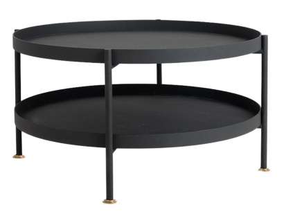 Černý konferenční stolek Nollan 80 cm se zlatými detaily