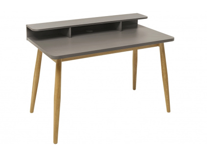 Šedý pracovní stůl Woodman Farsta s dubovou podnoží 120 x 55 cm