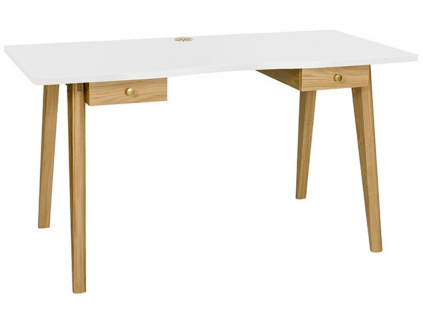 Bílý pracovní stůl Woodman Nice s dubovou podnoží 140x70 cm1309x848