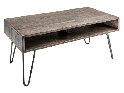 Šedý masivní mangový konferenční stolek Remus 100x50 cm