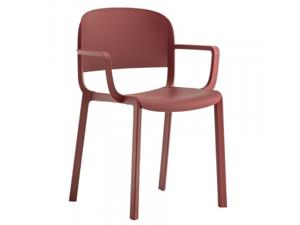 Červená plastová jídelní židle Dome 265 s područkami