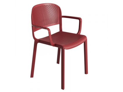 Červená plastová jídelní židle Dome 266