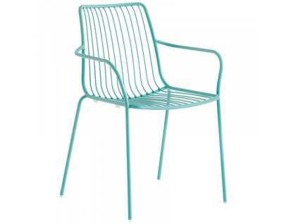 Tyrkysová kovová zahradní židle Nolita 3656 s područkami