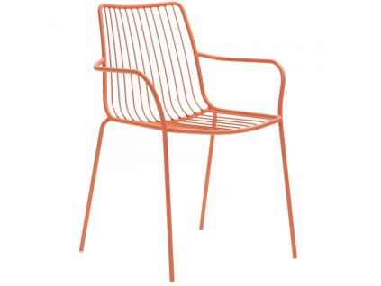Oranžová kovová zahradní židle Nolita 3656 s područkami