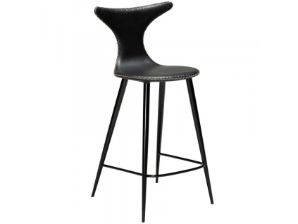 Černá koženková barová židle DAN-FORM Dolphin 65 cm