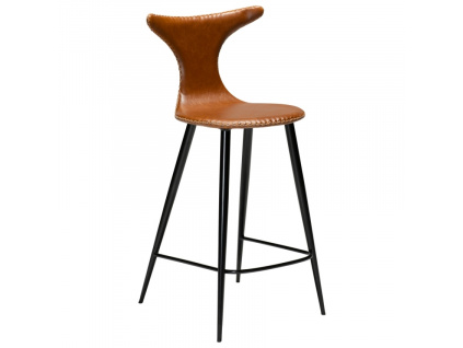 Hnědá koženková barová židle DAN-FORM Dolphin 65 cm