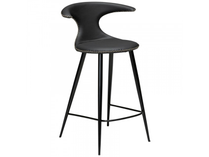 Černá kožená barová židle DAN-FORM Flair 65 cm