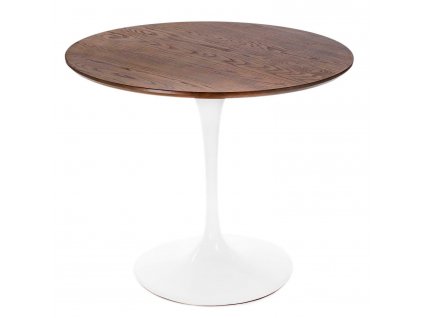 Dřevěný kulatý jídelní stůl Tulip 90 cm s kovovou podnoží