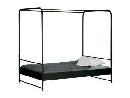 Černá kovová dvoulůžková postel Alma, 120x200 cm
