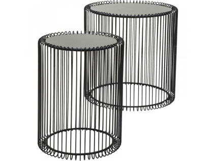Set dvou černých kovových odkládacích stolků Wire 44/32,5 cm