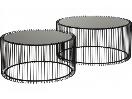 Set dvou černých kovových konferenčních stolků Wire 69,5/60 cm