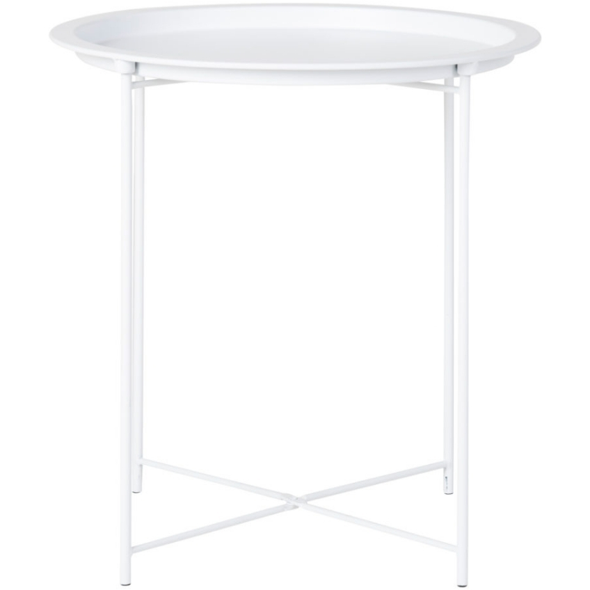 Nordic Living Bílý kulatý kovový odkládací stolek Ronan 46,8 cm