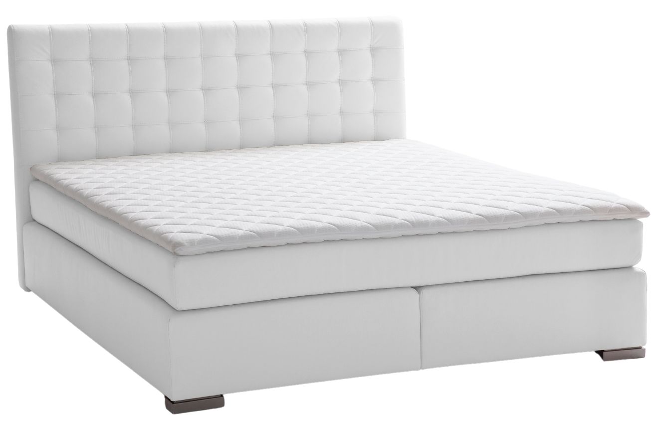 Bílá koženková dvoulůžková postel 180 x 200 cm Meise Möbel Lenno, boxspring