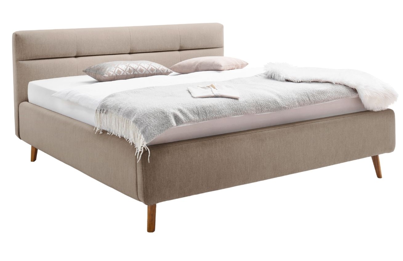 Béžová látková dvoulůžková postel Meise Möbel Lotte 160 x 200 cm s úložným prostorem