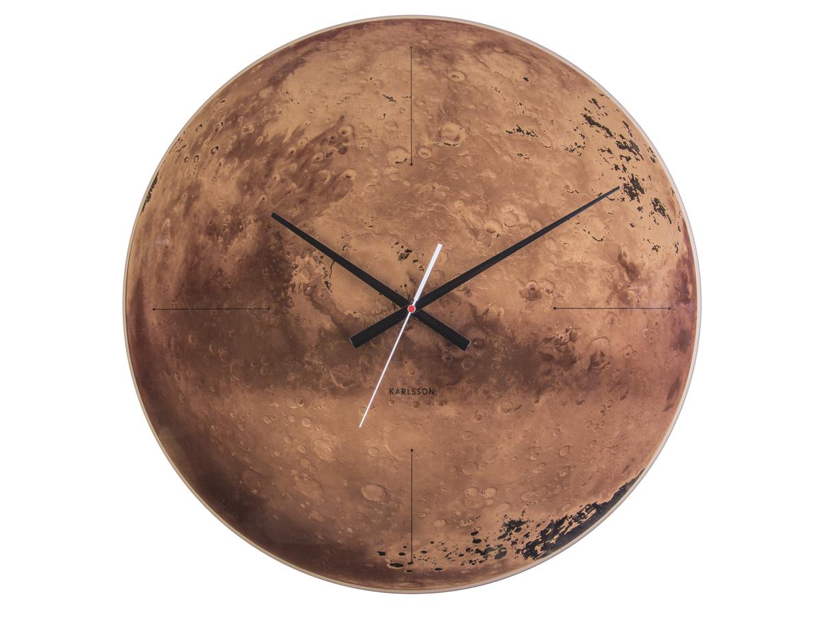 Time for home Skleněné nástěnné hodiny Mars s motivem Marsu