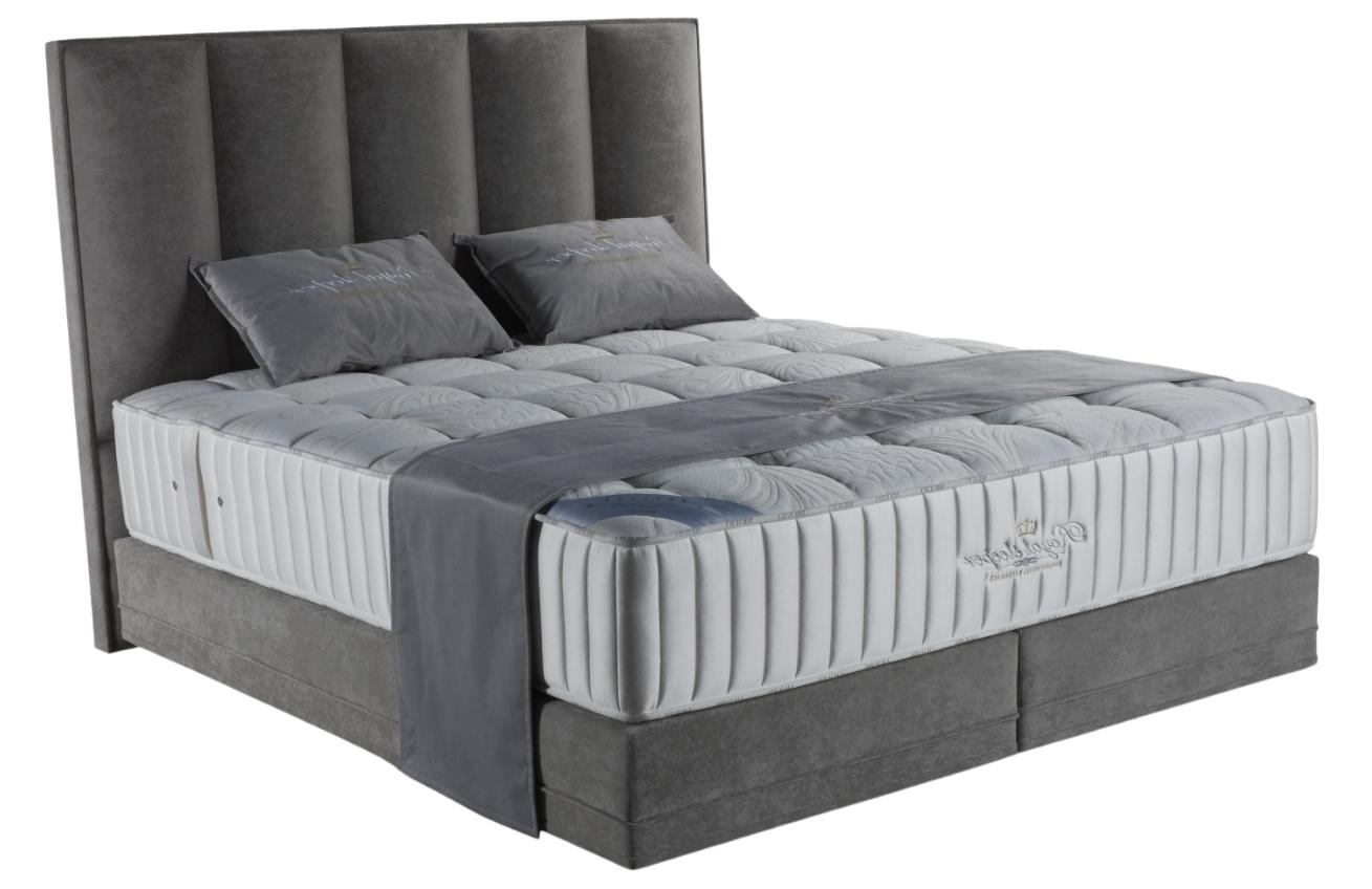 Šedé sametové čelo k posteli Royal Sleeper Baldur 180 cm