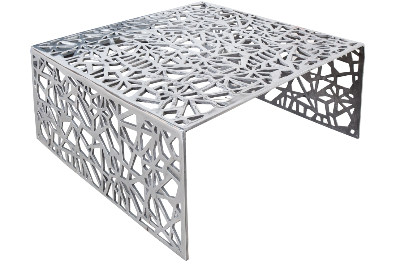 Moebel Living Stříbrný kovový konferenční stolek Corrido 60x60 cm