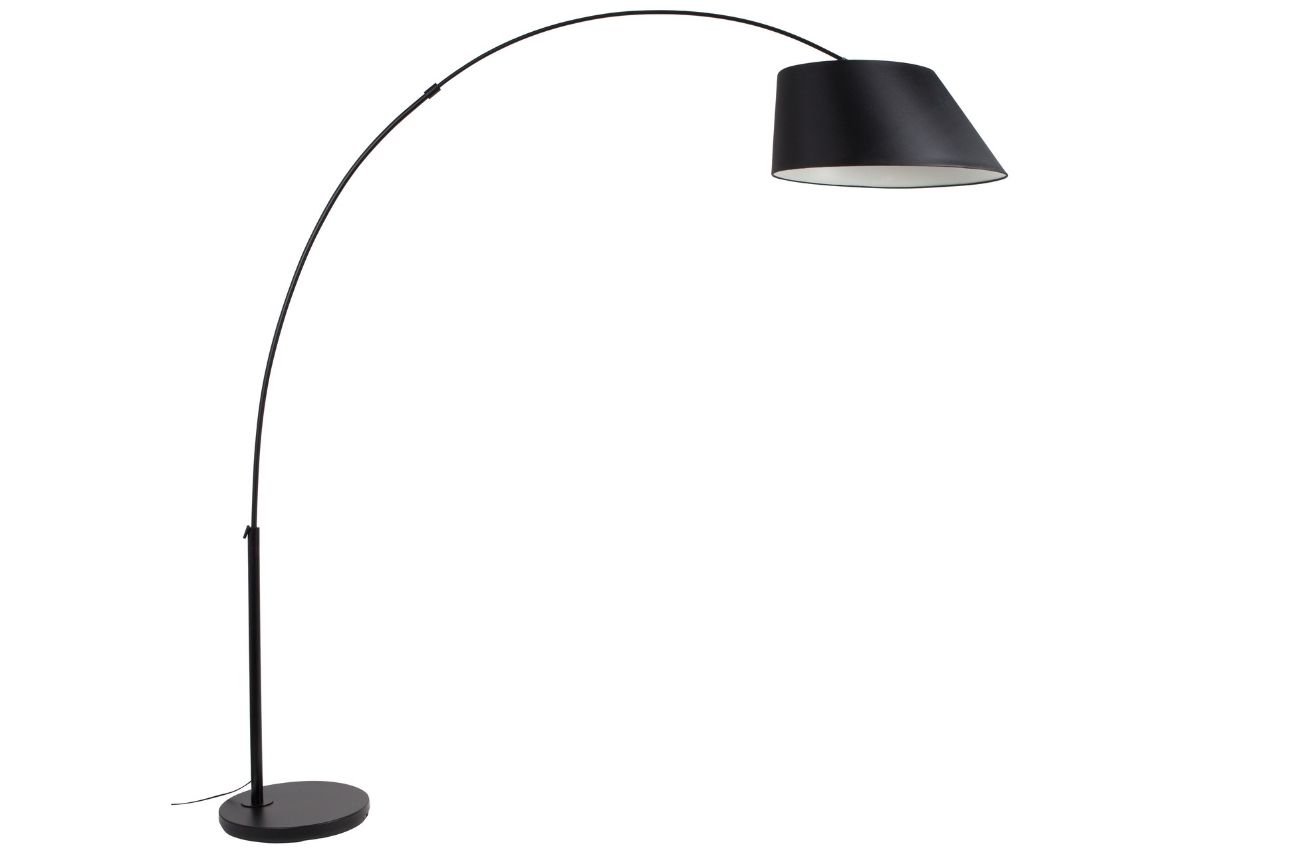 Černá látková stojací lampa ZUIVER ARC 222,5 cm