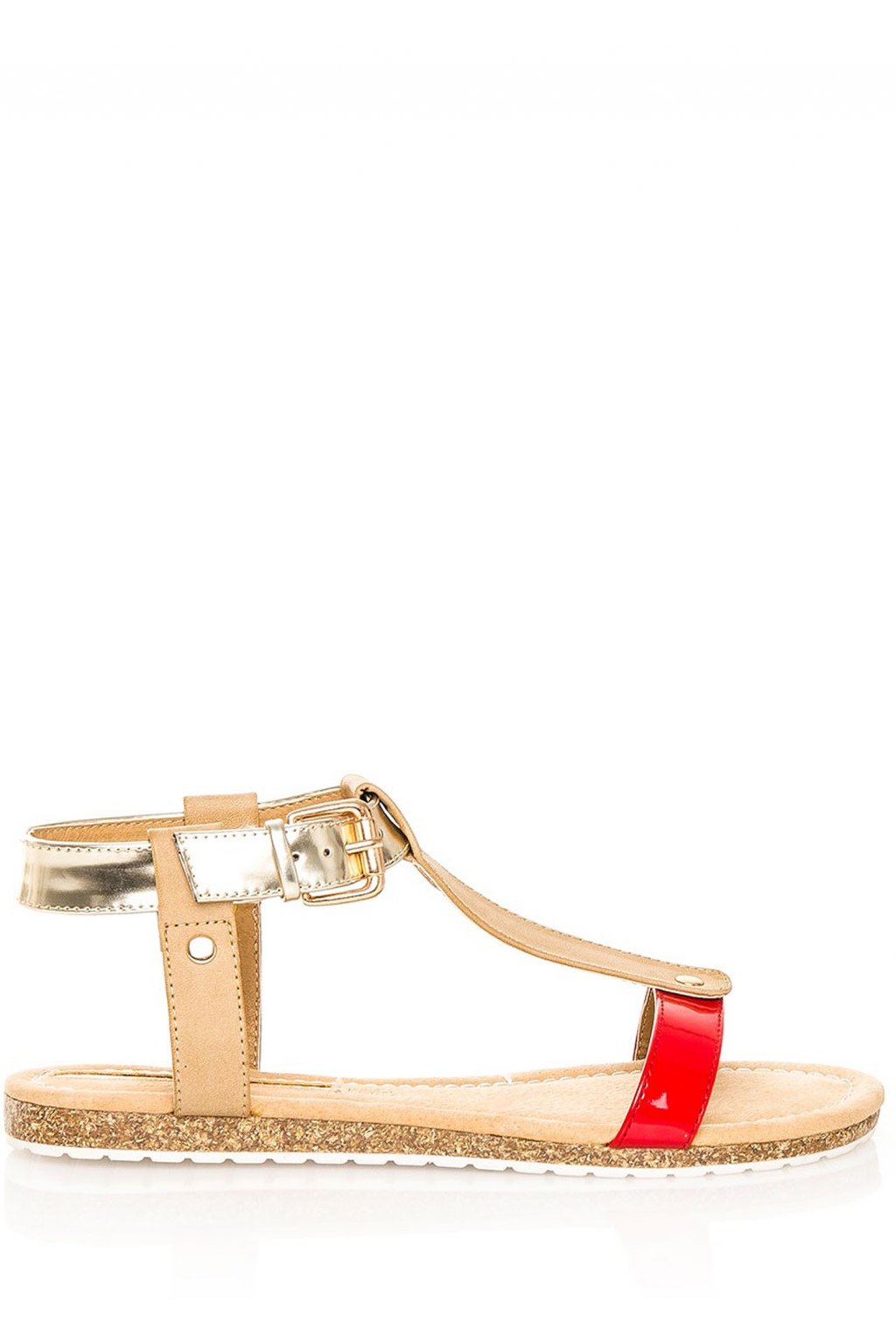 Červeno-zlaté korkové letní sandálky MARIA MARE