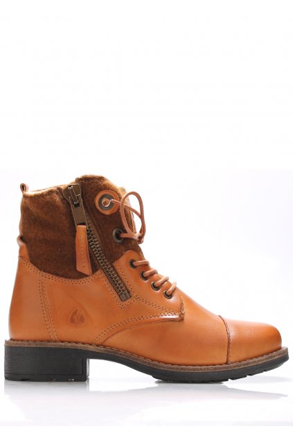 Hnědé kožené boty s kožíškem Online Shoes