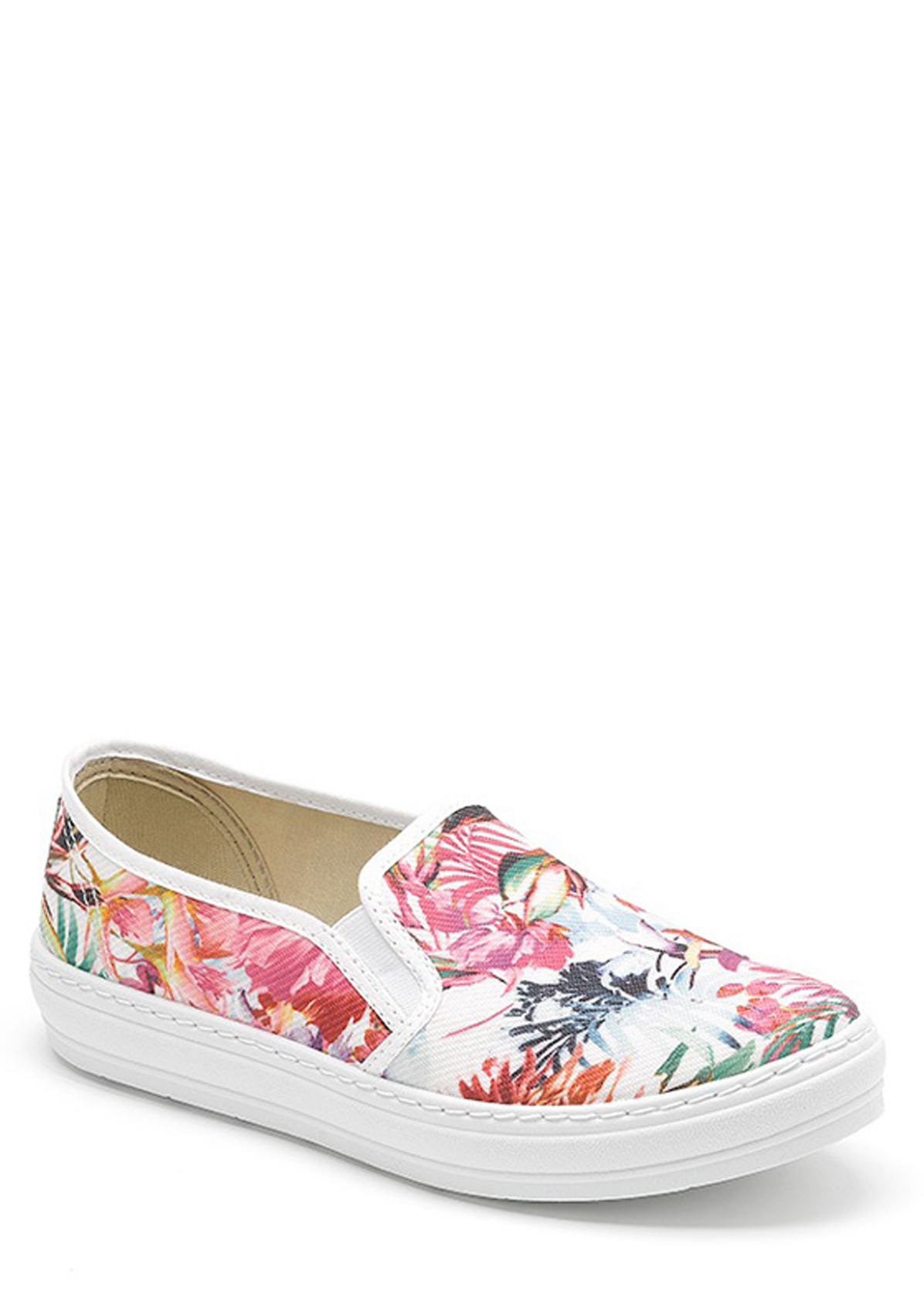 Světlé květované nazouvací tenisky Natural World