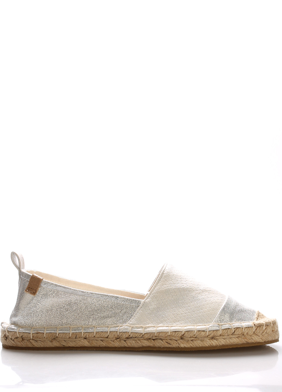 Levně Stříbrno bílé espadrilky Monshoe