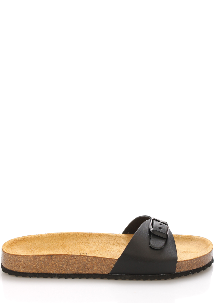Levně Černé nízké kožené zdravotní pantofle EMMA Shoes