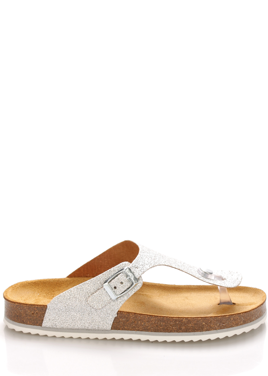 Levně Stříbrné kožené zdravotní pantofle EMMA Shoes