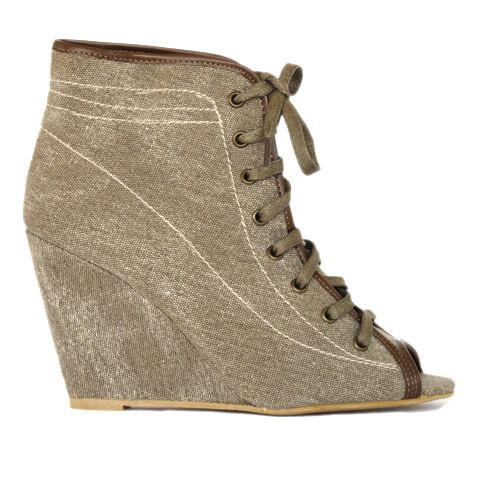 Claudia Ghizzani Zelené zavazovací boty na klínku s otevřenou špičkou