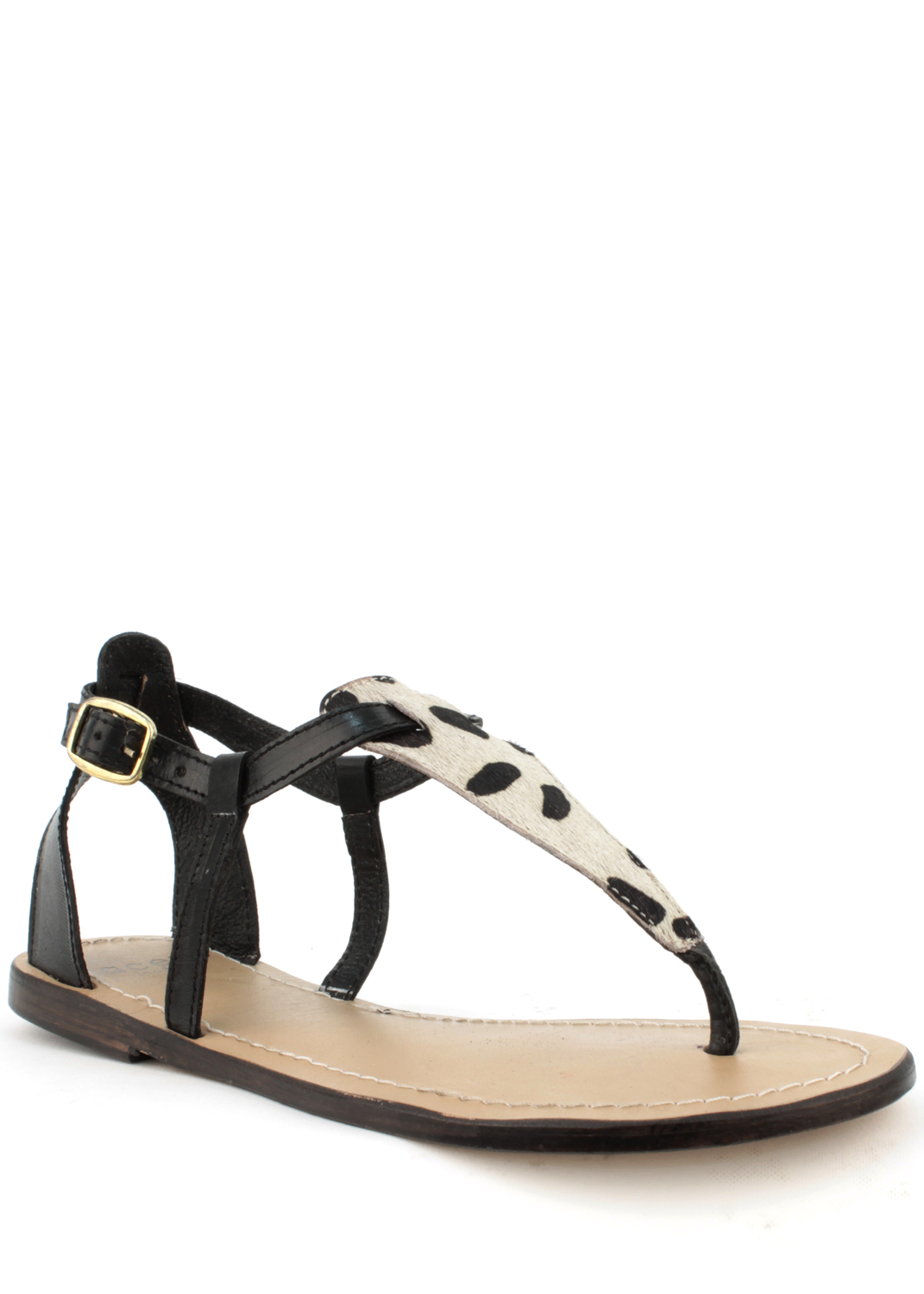 Laceys london Sandály z pravé kůže s leopardím vzorem Laceys