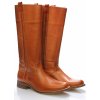 Hnědé kožené nižší kozačky Online Shoes