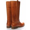Hnědé kožené nižší kozačky Online Shoes