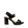 Černé lesklé sandály na širším podpatku MTNG