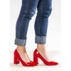 Červené lodičky do špičky se širokým podpatkem Maria Mare