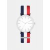 Bílé hodinky s modro červenym páskem D.Franklin