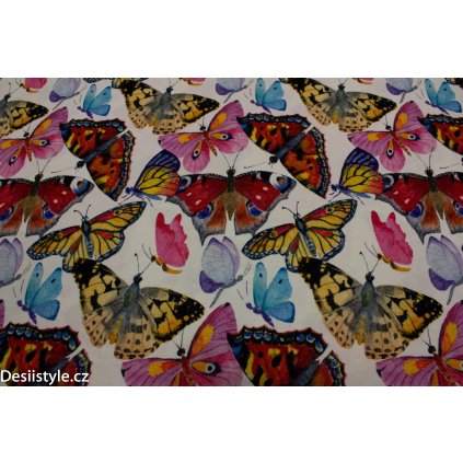 Viskoza digitální potisk - Barevný motýl
