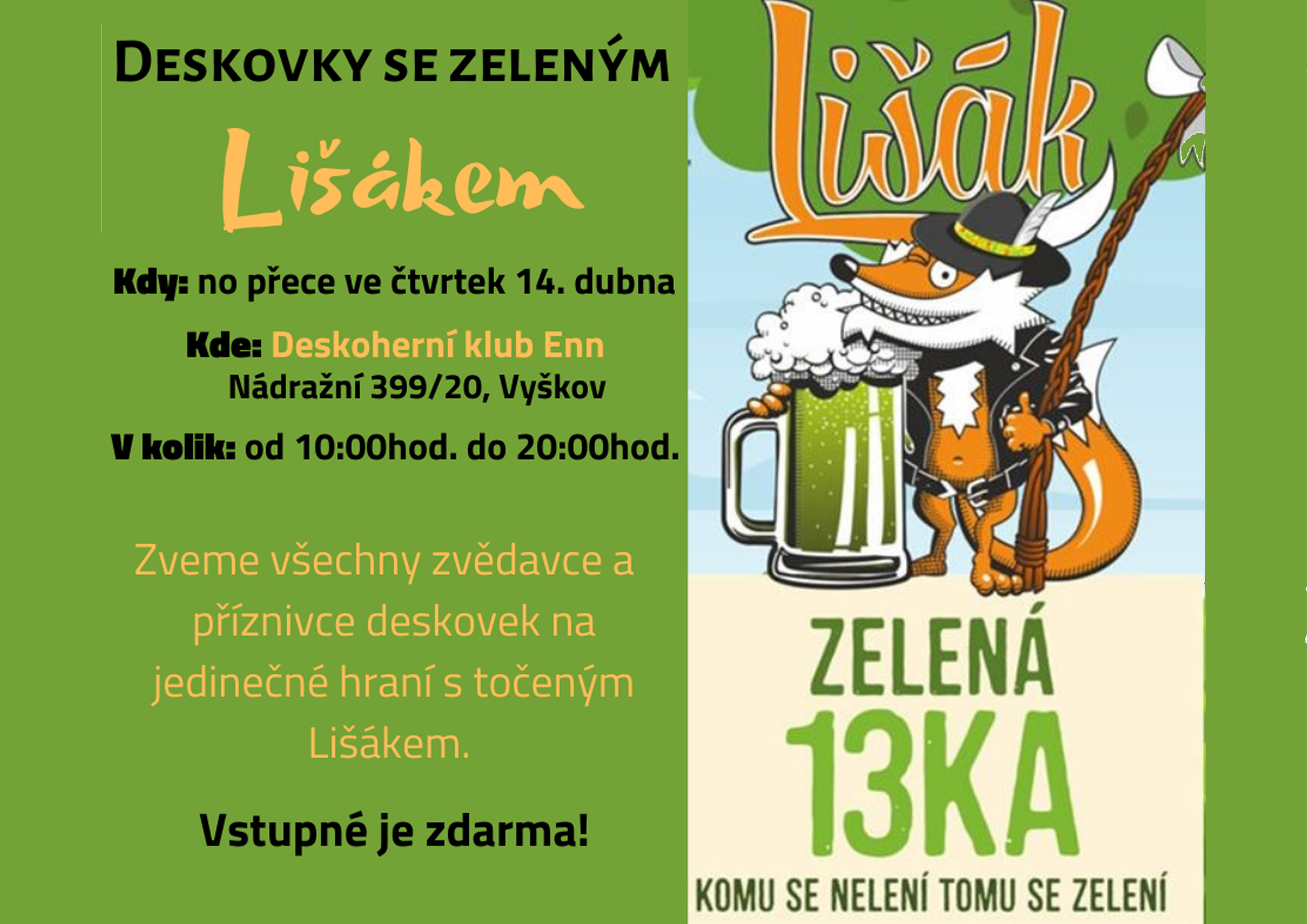 Deskovky se zeleným Lišákem