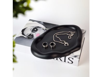 Ručně vyrobený černý dekorační tác - Big Cloud