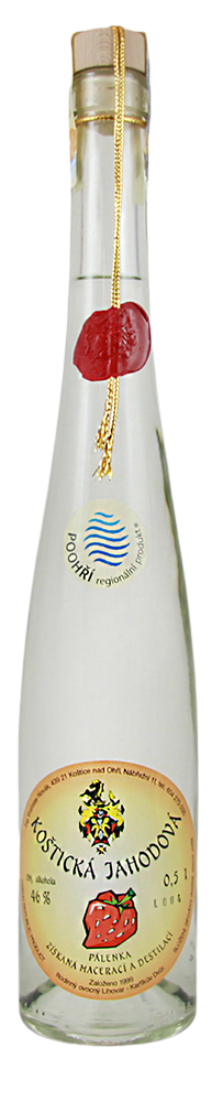 Koštická Jahodová pálenka 42% geist 0,5L - jahodovice