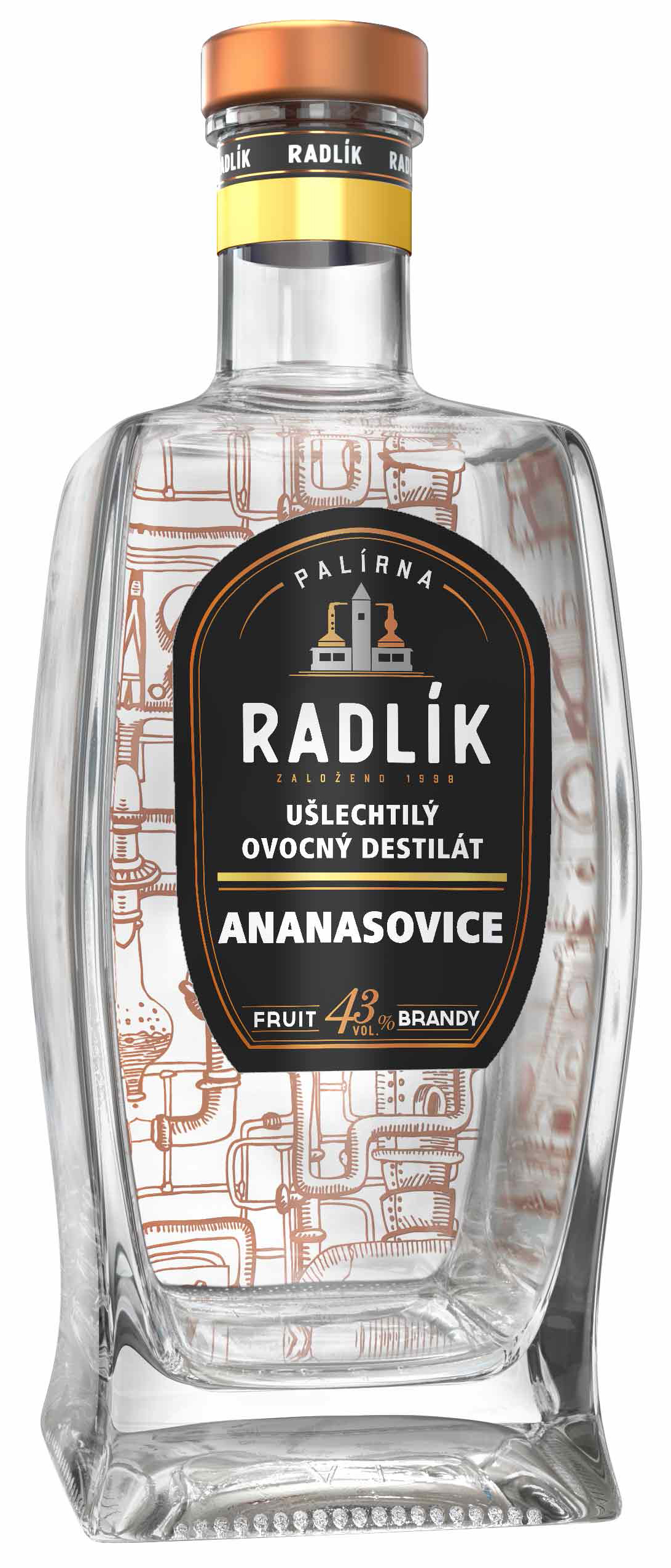 Radlík Ananasový destilát 43% 0,5L - pálenka