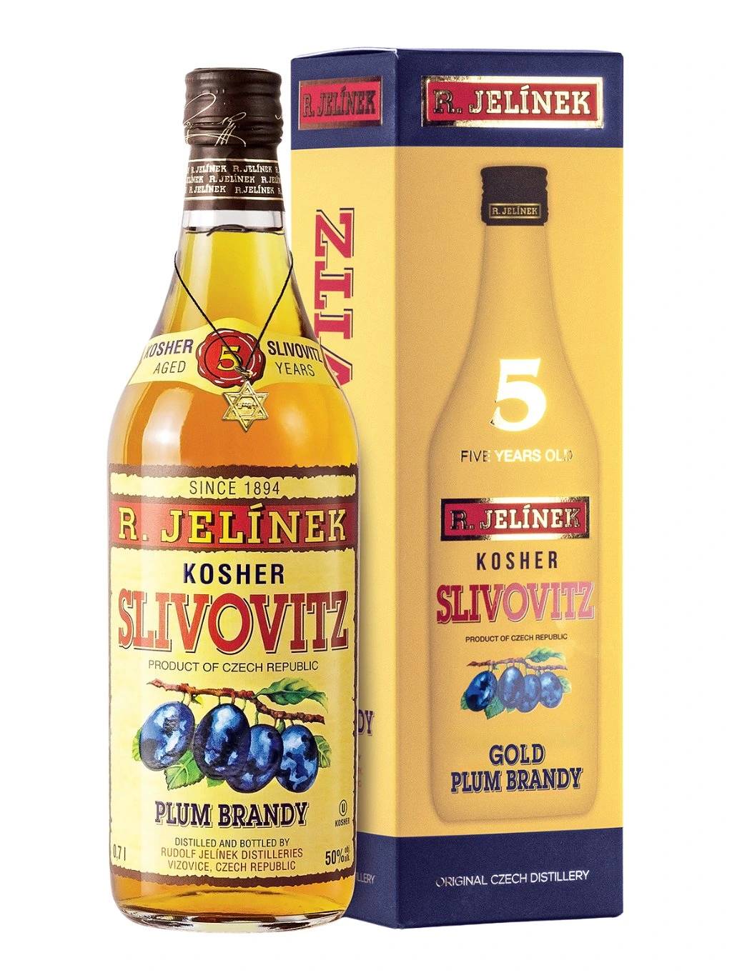 Zlatá Slivovice Jelínek Kosher 5letá 50% 0,7L plechová dóza