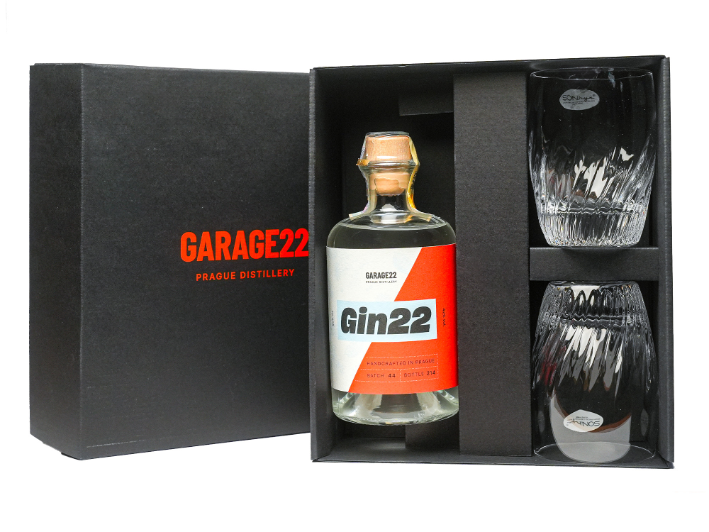 Garage 22 DÁRKOVÝ SET Garage GIN 22 london dry gin 42% + 2x sklo