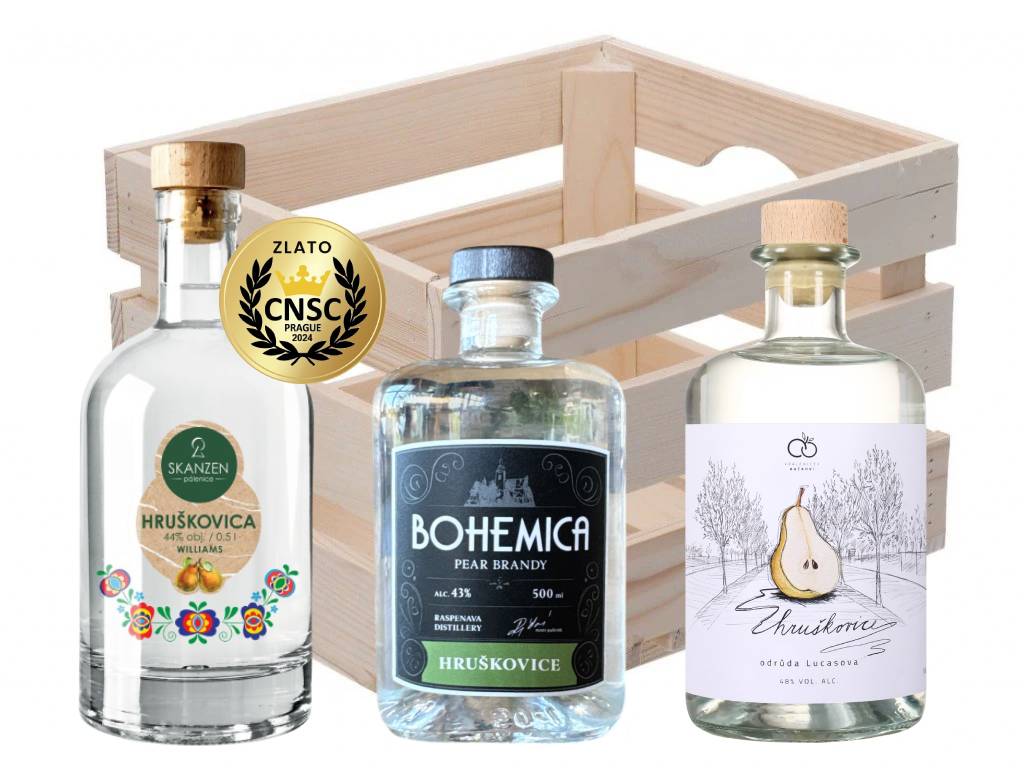 Sada hruškovice bednička 3x0,5L