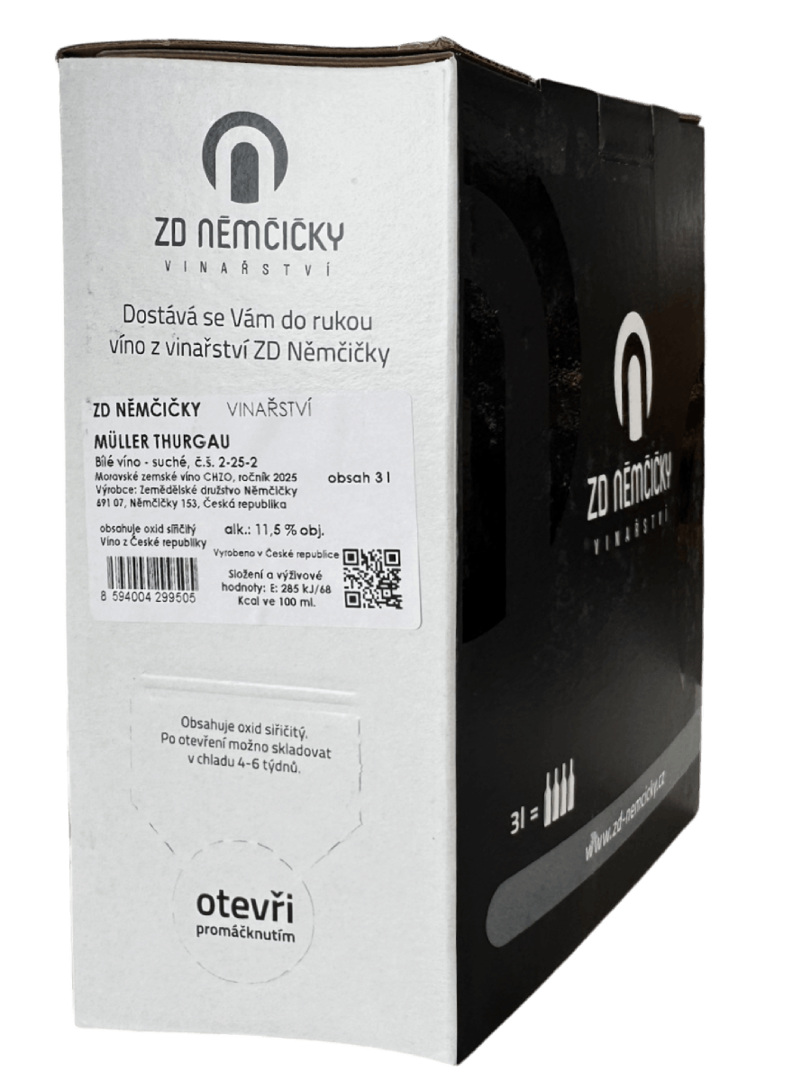 ZD Němčičky Muller Thurgau 2025 13,5% Bag in Box 3L - suché