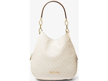 Michael Kors Lillie Signature Chain Shoulder Tote Vanilla Acorn Gold